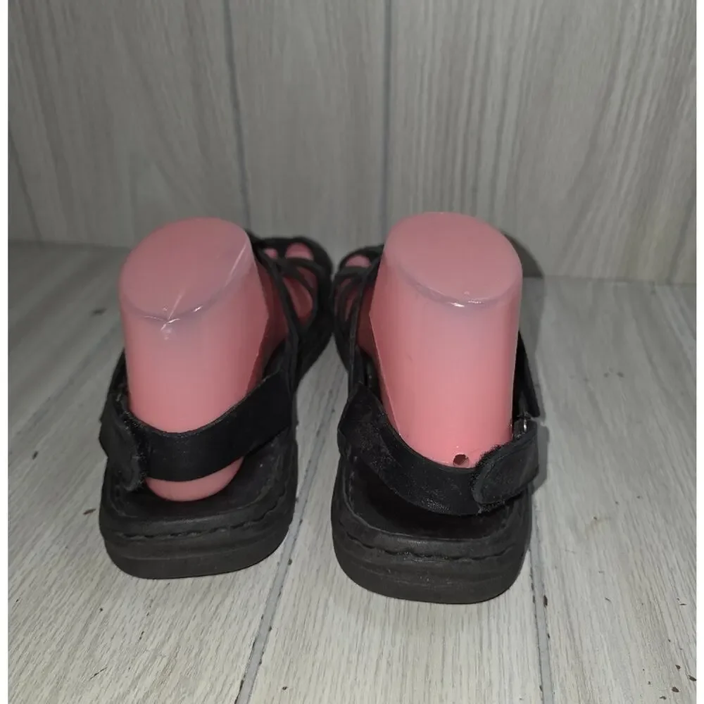 Born Black Leather Womens Strappy Sandals Size 9 Comfort Stylish Summer